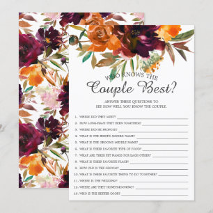 Fall Floral, der das Ehepaar Bestes Bridal-Spiel k Einladung