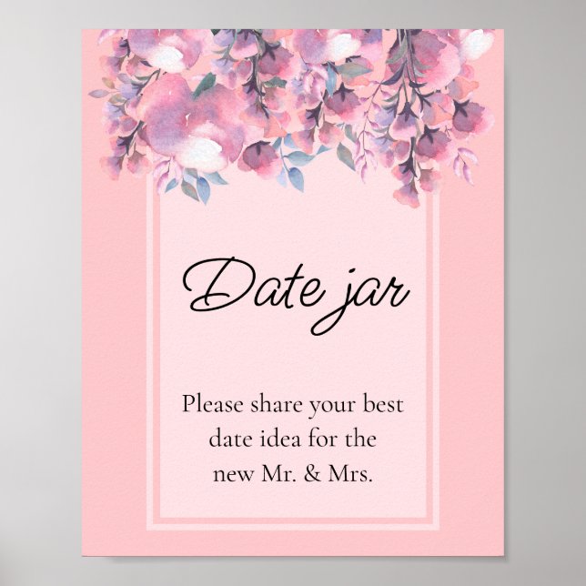 Fall Floral Dusty Rose Date Jar Brautparty Poster (Vorne)