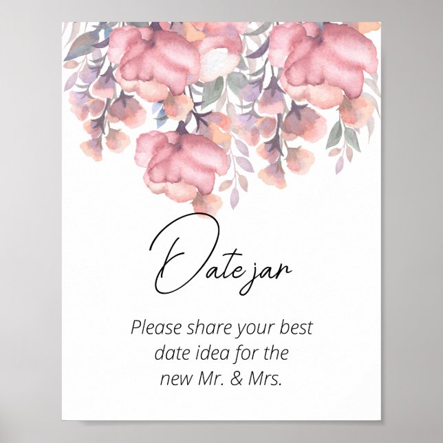 Fall Floral Dusty Rose Date Jar Brautparty Poster (Vorne)