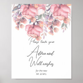 Fall Floral Dusty Rose Ratschläge und Gute Wünsche Poster