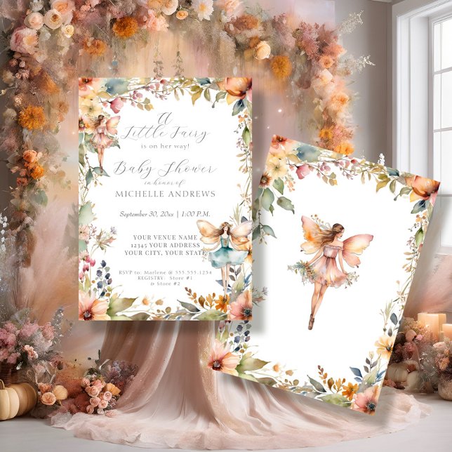 Fall Floral Enchanted Fairy Daisy Girl Baby Shower Einladung (Von Creator hochgeladen)