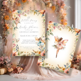 Fall Floral Enchanted Fairy Gold Girl Baby Shower Einladung