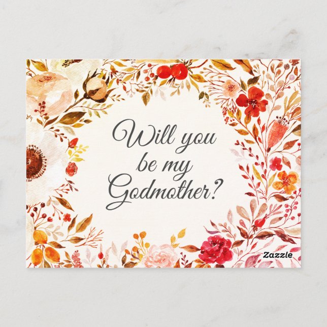 Fall Floral GodMutter Vorschlag Card Postkarte (Rückseite)