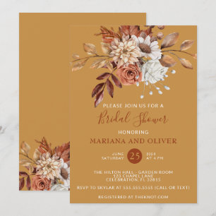 Fall Floral Gold Brautparty Einladung