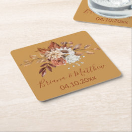 Fall Floral Gold Square Paper Untersetzer