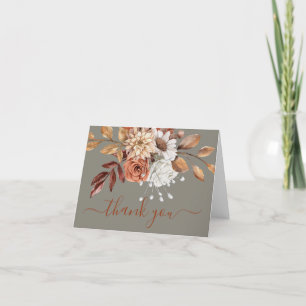 Fall Floral Gray Dankeskarte