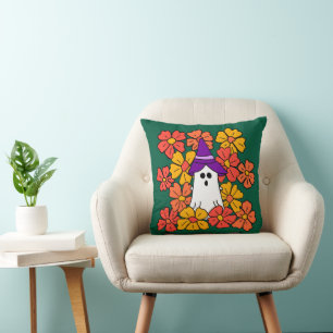Fall Floral Halloween Ghost Kissen