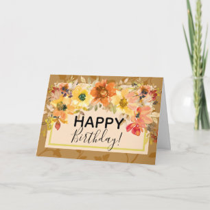Fall Floral Happy Birthday Greeting Card Karte