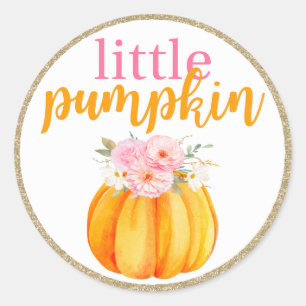 Fall Floral Little Pumpkin Baby & Girls Geburtstag Runder Aufkleber