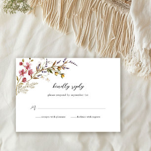 Fall Floral Moderne Wildblumen Hochzeit RSVP Karte