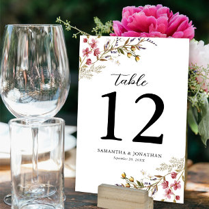 Fall Floral Moderne Wildblumen Hochzeit Tischnummer