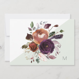 Fall Floral Monogramm Note Card Dankeskarte