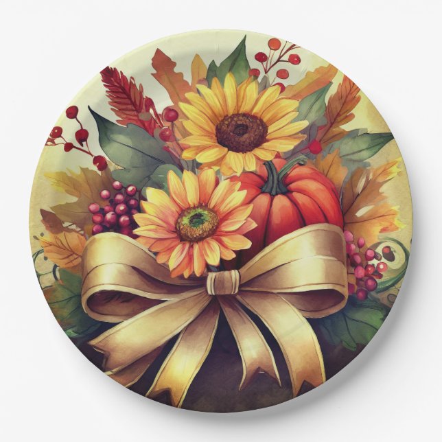 Fall Floral Paper Tellers, 9" Round Paper Teller (Vorderseite)