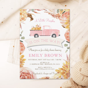 Fall Floral Pink Little PUMPKIN MIRL BABY DUSCHE Einladung