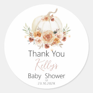 Fall Floral Pumpkin Baby Dusche Danke Sticker