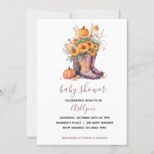 Fall Floral Pumpkin Baby Dusche Einladung