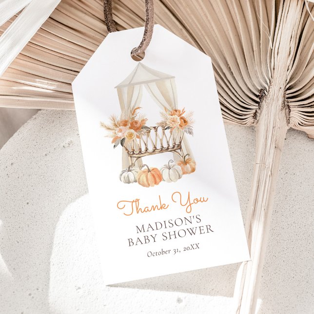 Fall Floral Pumpkin Baby Dusche Geschenkanhänger (Von Creator hochgeladen)