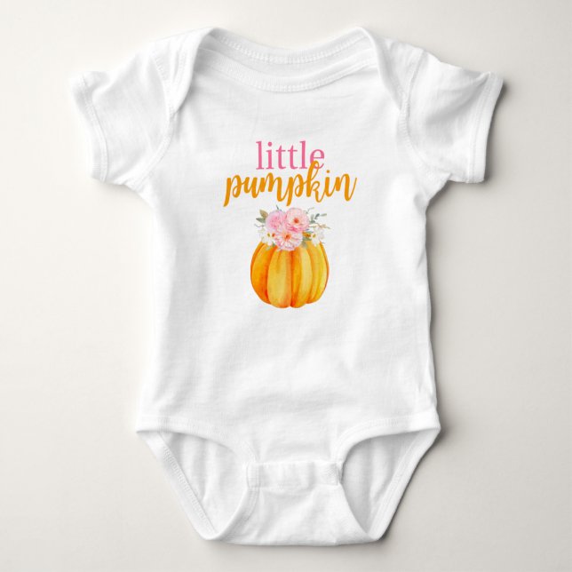 Fall Floral Pumpkin Baby Girl's 1st Birthday ONE Baby Strampler (Vorderseite)