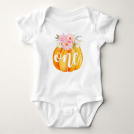 Fall Floral Pumpkin Baby Girl's 1st Birthday ONE Strampler
