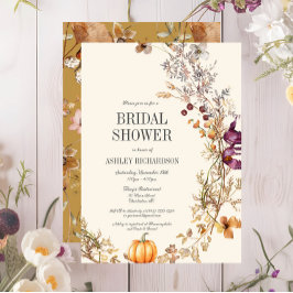 Fall Floral Pumpkin Boho Bridal Dusche Einladung
