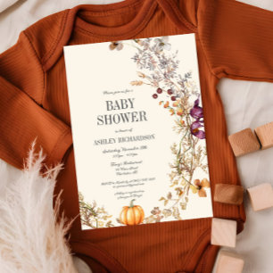 Fall Floral Pumpkin Boho Kinderdusche Einladung