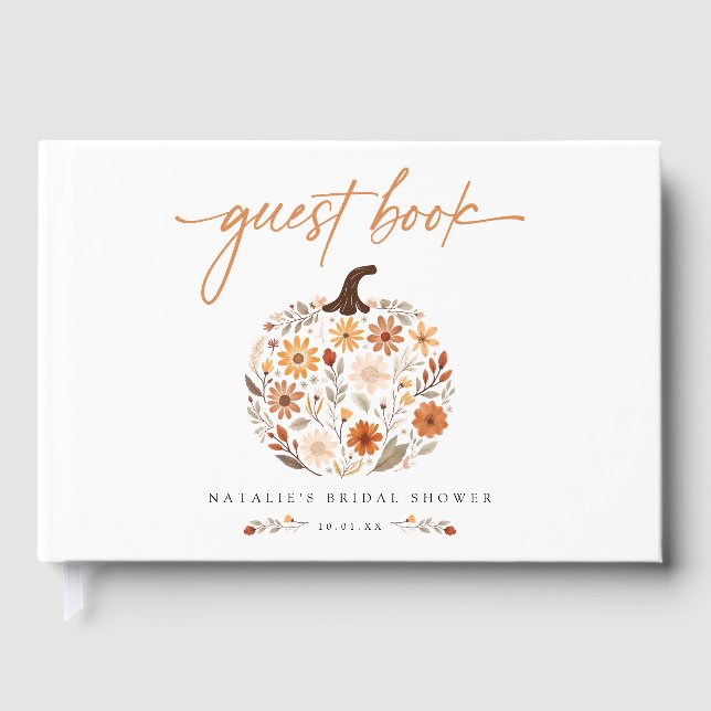 Fall Floral Pumpkin Brautparty Gästebuch (Vorderseite)
