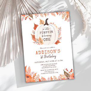 Fall Floral Pumpkin Erster Geburtstag Einladung