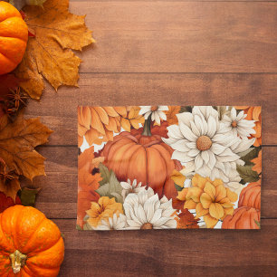 Fall Floral Pumpkin Geschirrtuch