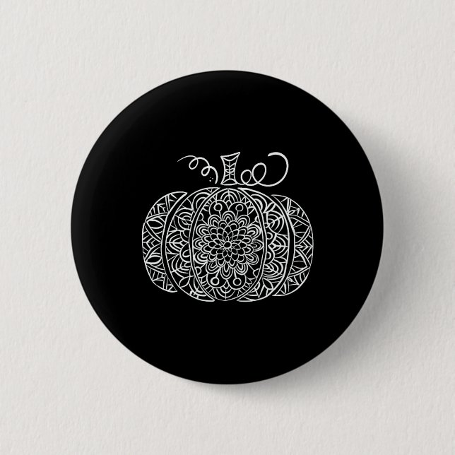 Fall Floral Pumpkin Graphic Button (Vorderseite)