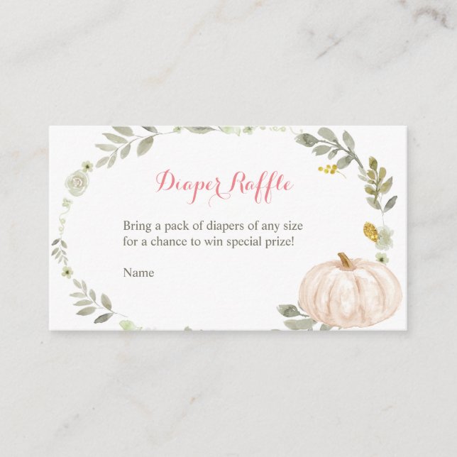 Fall Floral Pumpkin Greenery - Windeln Raffle Card Begleitkarte (Vorderseite)