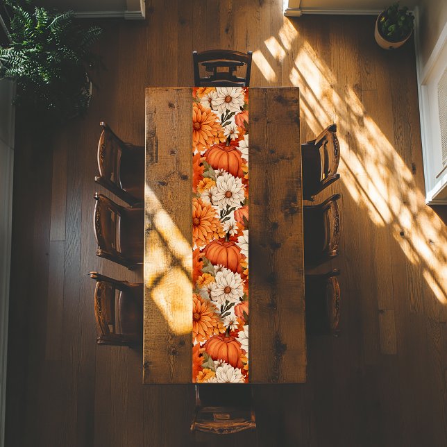 Fall Floral Pumpkin Kurzer Tischläufer (Von Creator hochgeladen)