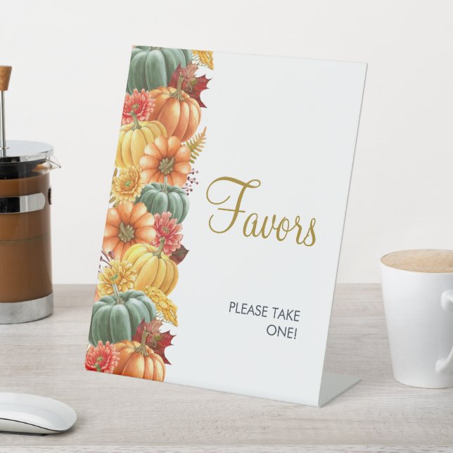 Fall Floral Pumpkin Lieblings Tabletop-Zeichen Sockelschild (In SItu)