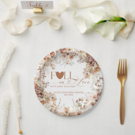 Fall Floral Pumpkin Neutral Baby Dusche Pappteller