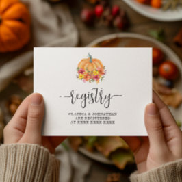 Fall Floral Pumpkin Registry Brautparty Begleitkarte