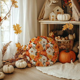 Fall Floral Pumpkin Rundes Kissen