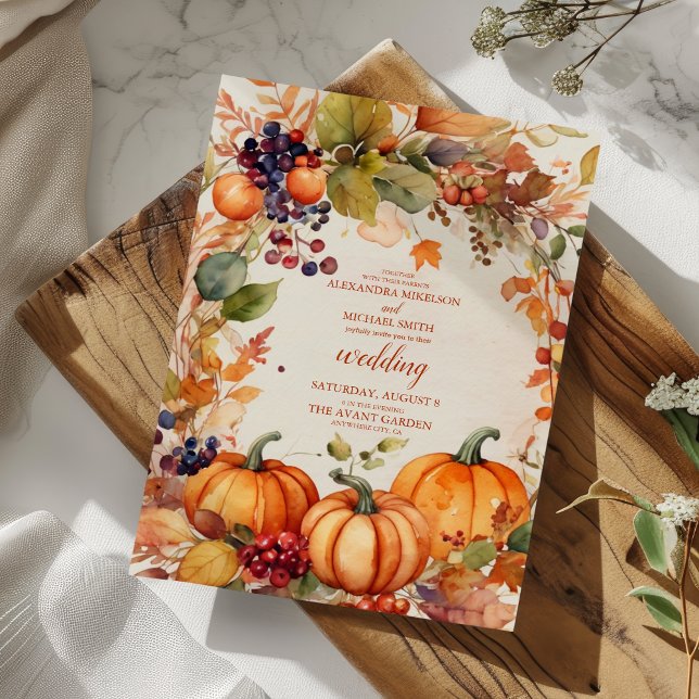 Fall Floral Pumpkin Rustikale Hochzeit Einladung (Von Creator hochgeladen)