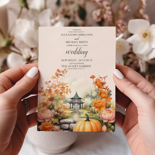 Fall Floral Pumpkin Scrip Hochzeit Einladung