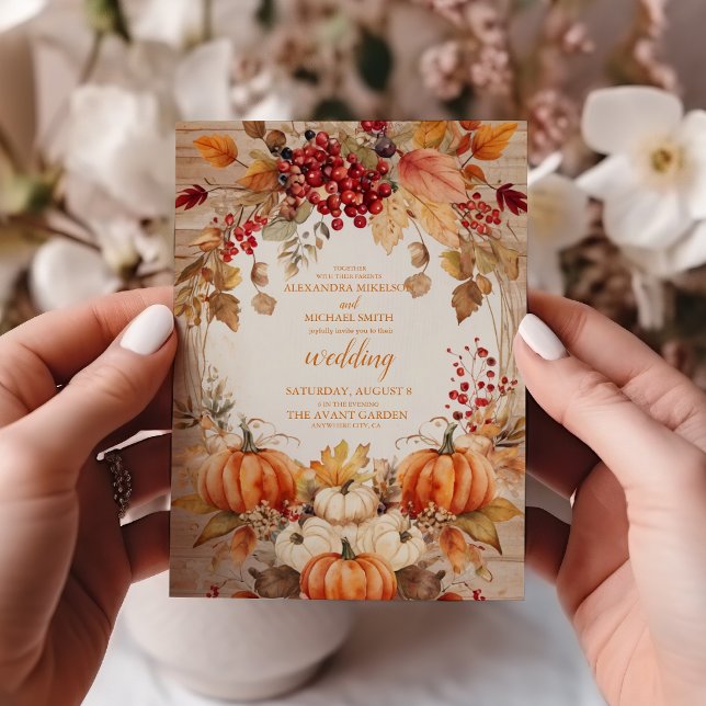 Fall Floral Pumpkin Scrip Hochzeit Einladung (Von Creator hochgeladen)