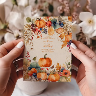 Fall Floral Pumpkin Scrip Hochzeit Einladung