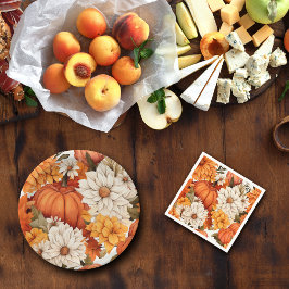 Fall Floral Pumpkin Serviette