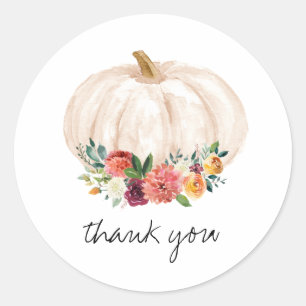 Fall Floral Pumpkin Vielen Dank für Ihre Unterstüt Runder Aufkleber