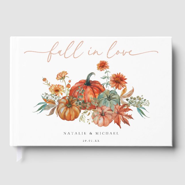 Fall Floral Pumpkin Wedding Gästebuch (Vorderseite)