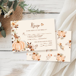 Fall Floral Pumpkin Wedding RSVP Karte