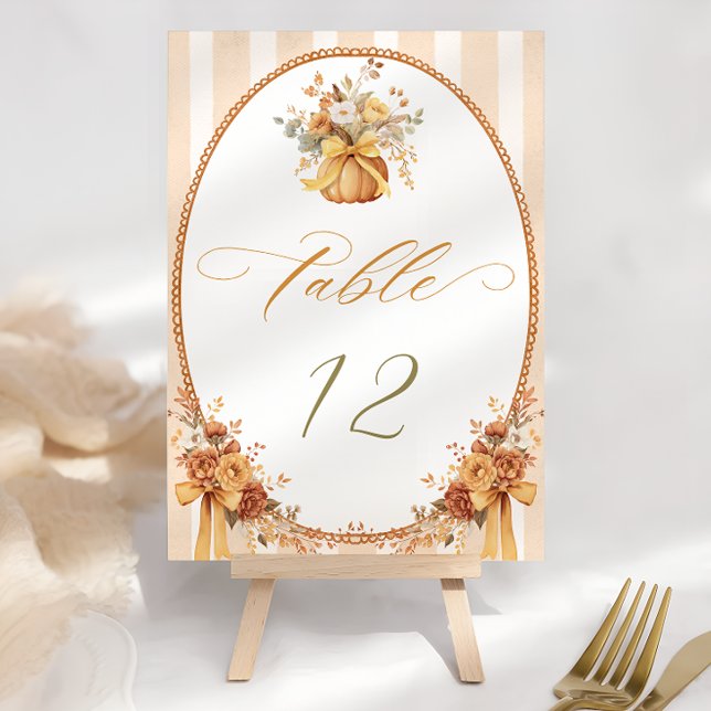 Fall Floral Pumpkin Wedding Tischnummer (Von Creator hochgeladen)