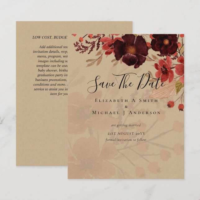 Fall Floral RETT DATES Terracotta Burgundy Red (Vorne/Hinten)