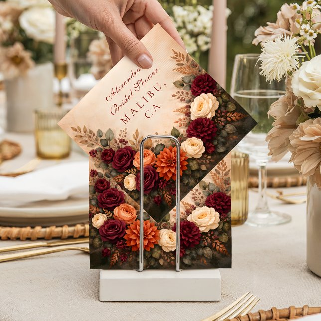 Fall Floral Romance Bridal Shower Serviette (Von Creator hochgeladen)