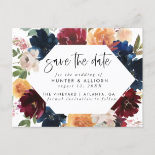 Fall Floral Save the Date Postkarte