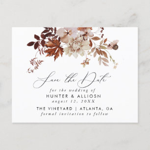 Fall Floral Save the Date Postkarte