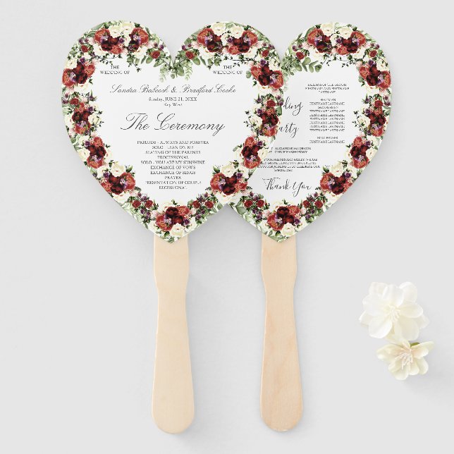 Fall Floral Soft Terracotta Creme Burgundy Herd H Fächer (Vorne und Hinten)