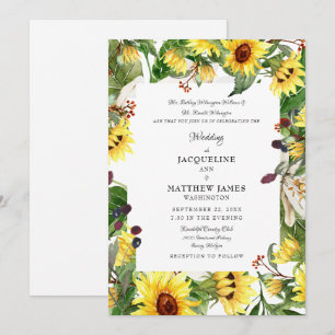 Fall Floral Sonnenblumen Hochzeit Einladung